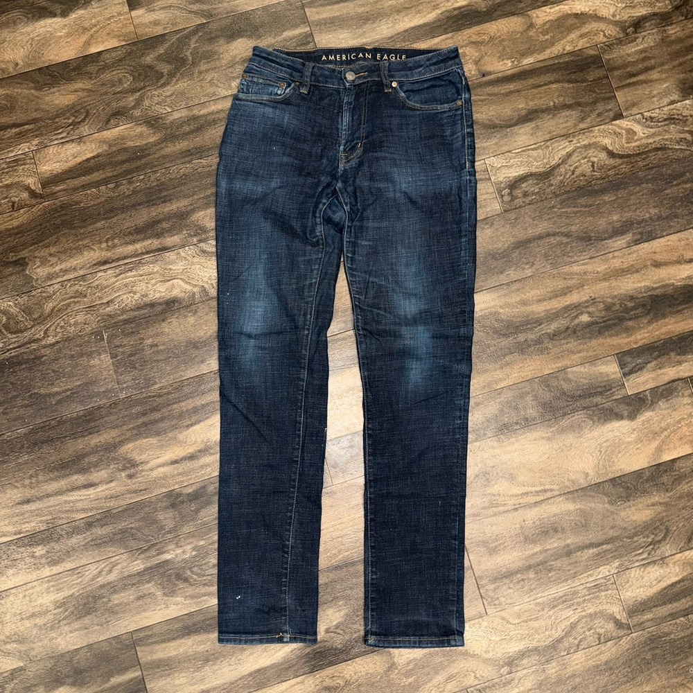 American Eagle Men's Slim Straight Jeans 29x34 Dark Wash Denim Regular Fit